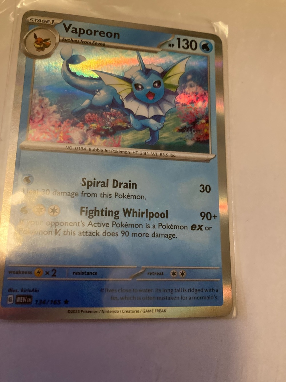 Pokemon Vaporeon Holographic Trading Card - Blue - Picture 8 of 12